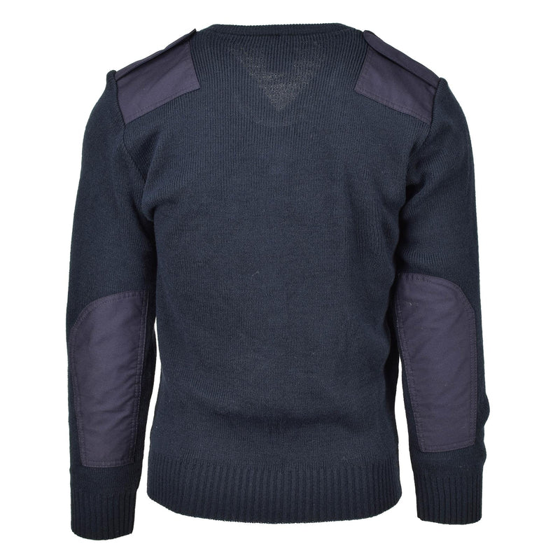 Pull original du service de police britannique Commando Jumper Pull bleu à col en V