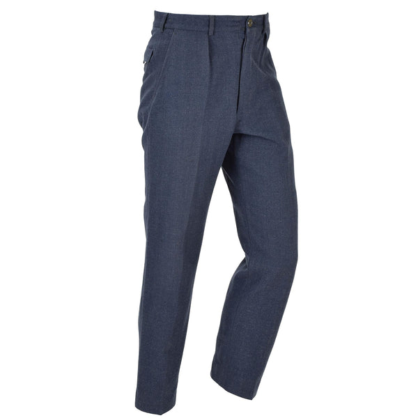 Originele Noorse militaire jurk blauwe wollen broek formele vintage broekveld