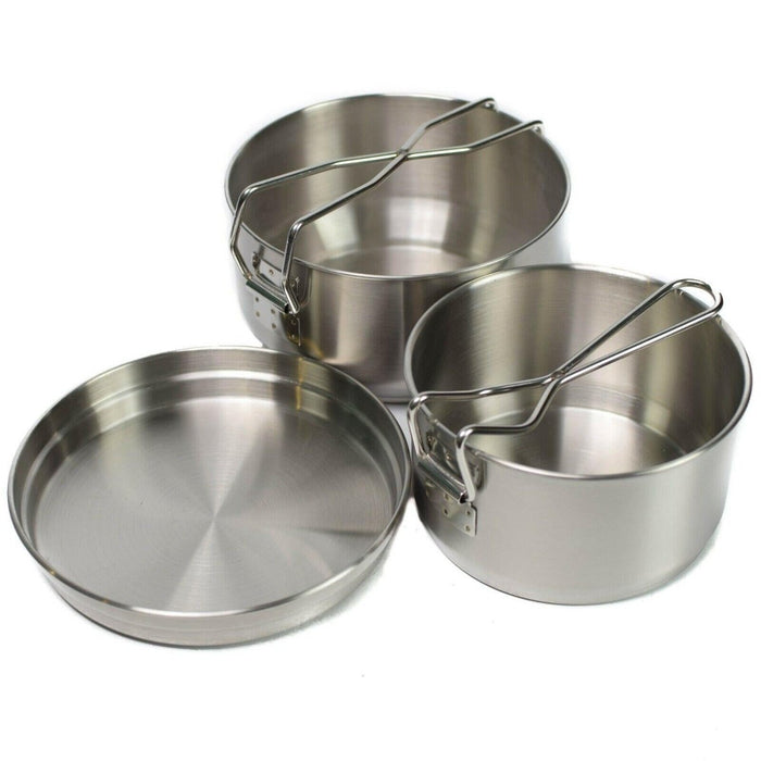 Cuisinière de camping Bushcraft de l'armée tchèque Kit de désordre militaire en acier inoxydable batterie de cuisine 3 parties - GoMilitar