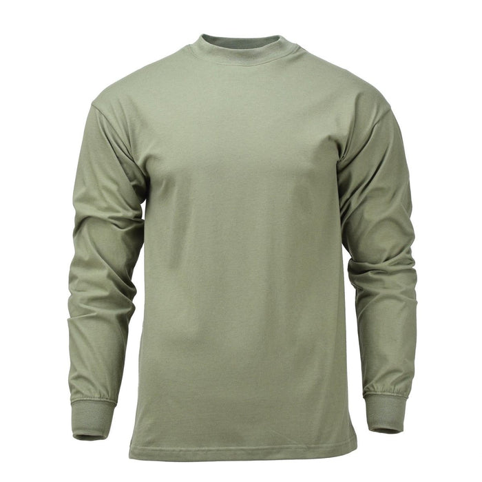Olijfgroen Tsjechisch militair shirt met lange mouwen en elastische manchetten, ademende lichtgewicht stof, ideaal als tweede laag voor wandelen.