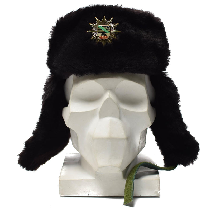 Chapeau d'hiver chaud original de la police allemande pour temps froid, badge ushanka en fausse fourrure NEUF