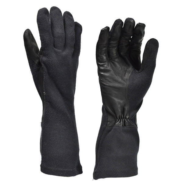 Original Duitsland Leger Lange handschoenen Zwart Aramide hittebestendig tactisch overschot