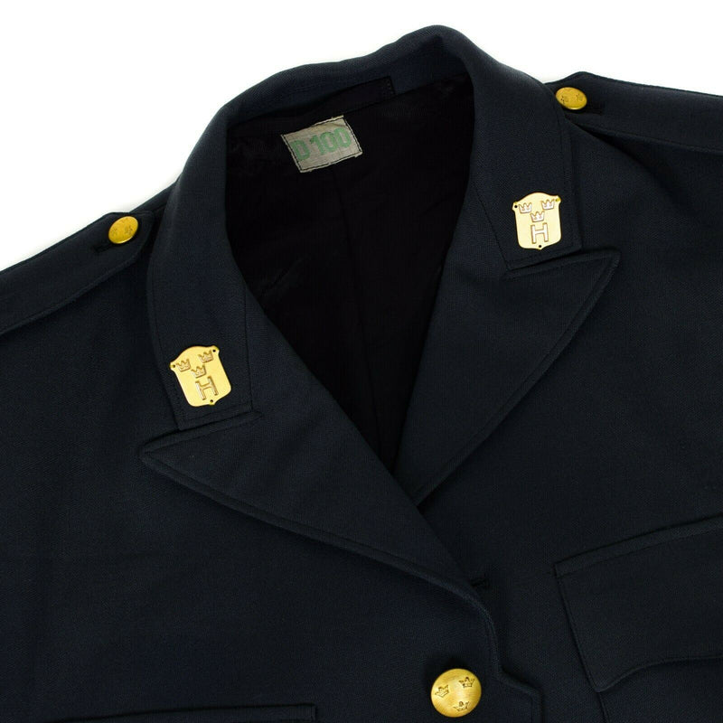 Véritable uniforme de parade bleu d'infanterie de l'armée suédoise, veste de tenue militaire suédoise