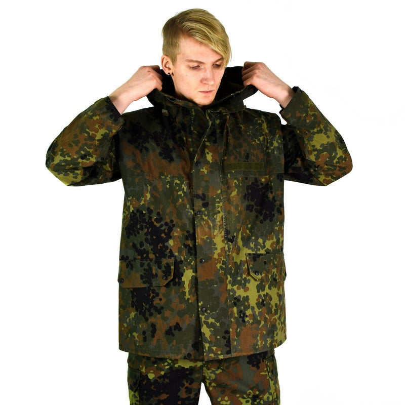 Originele Duitse legerveldjack Goretex Flecktarn Waterdichte regenwiel Parka