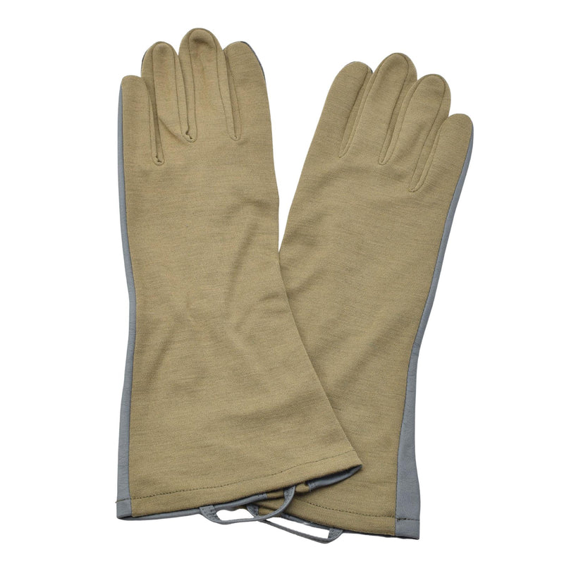 Originele Nederlandse militaire olijfhandschoenen lederen hittebestendige Aramid Warmer Nieuw