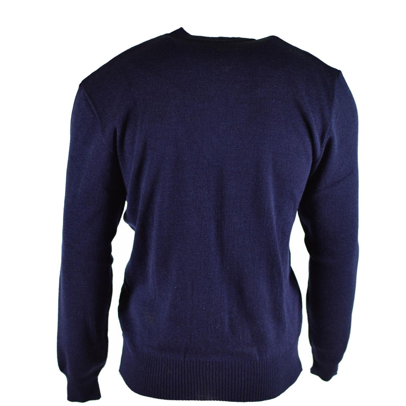 Originele Tsjechische leger trui jumper blauw wol v-neck militair surplus nieuw
