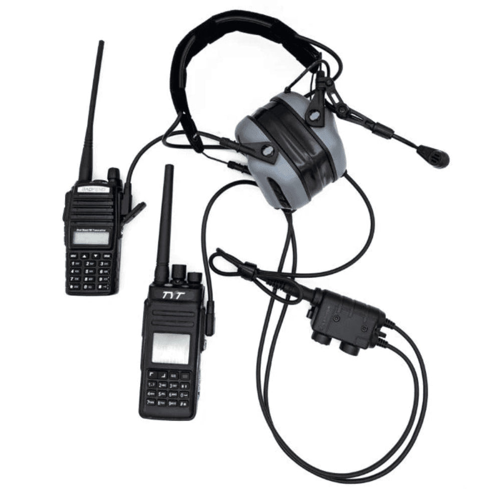 Earmor Dual PTT Adaptateur Kenwood Baofeng Casque Tactique Filaire 2 Broches Noir