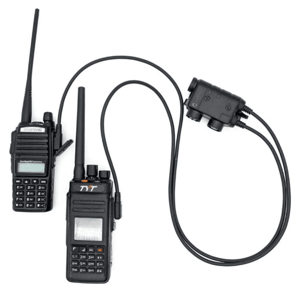 Earmor Dual PTT Adaptateur Kenwood Baofeng Casque Tactique Filaire 2 Broches Noir