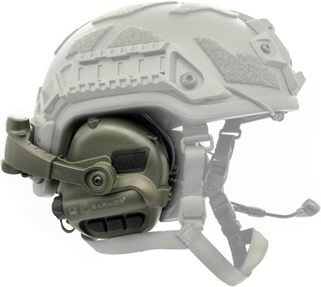 EARMOR M32X Plus Elektronische Gehoorbescherming ARC Rail Headset Olijf