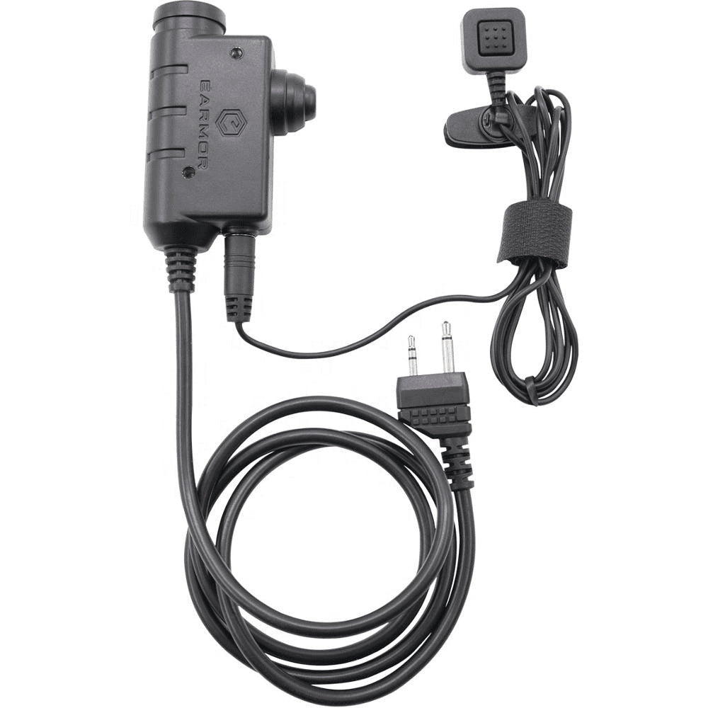 Earmor M52 PTT-adapter Midland 2-pins bekabelde tactische headsetkabel zwart