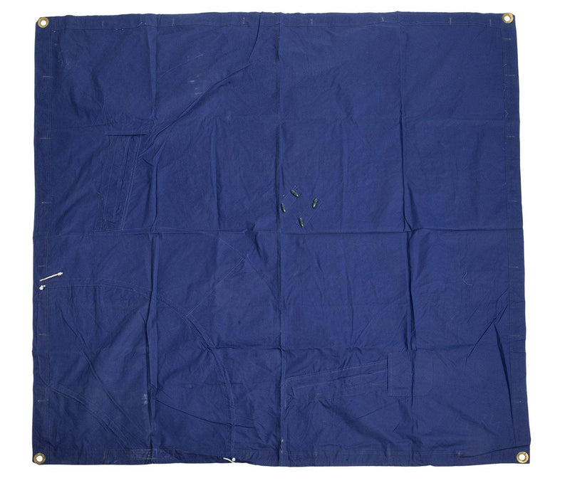 Bâche de tente militaire roumaine originale bleue imperméable 1,80 x 1,80 cm Surplus