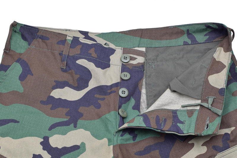 Pantalon cargo BDU de marque Mil-Tec de style militaire américain en ripstop camouflage boisé
