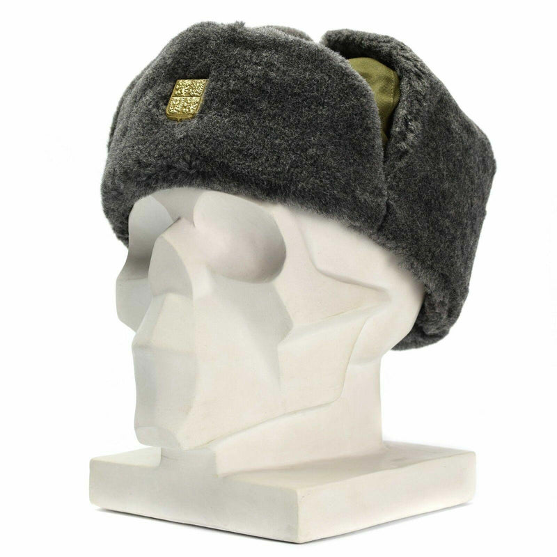 Echt Tsjechisch leger Cap Militaire winterhoed ushanka grijze olijfhoed met badge nieuw