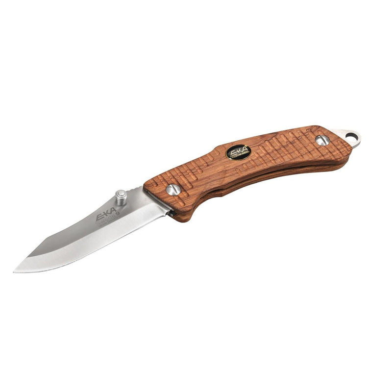 EKA Brand Swede 9 folding knife 57 HRC stainless steel firestarter wooden handle - GoMilitar