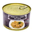 Ration d'urgence de l'armée, nourriture de survie en conserve, poulet au curry avec riz, boîte de 400 g