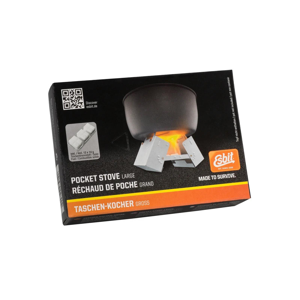 Esbit Ultralight Folding Pocket Fornuis omvatte 12x14G vaste brandstoftabletten