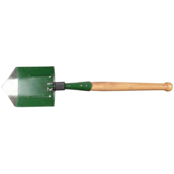 Pelle pliante originale de l'armée roumaine avec manche en bois vert, surplus militaire, NEUF