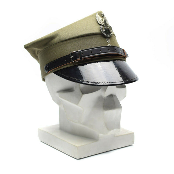 Echt Poolse militaire vizier Hoed Polen Army Officer Peak Olive Nieuw