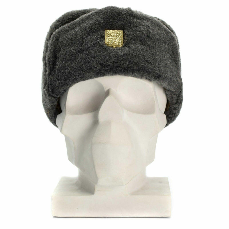 Echt Tsjechisch leger Cap Militaire winterhoed ushanka grijze olijfhoed met badge nieuw