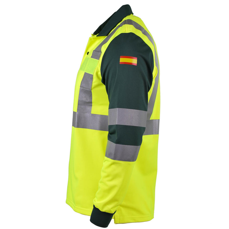 Echt Spaans Polo -shirt met lange mouwen Gele Civil Guard Reflective Jacket nieuw