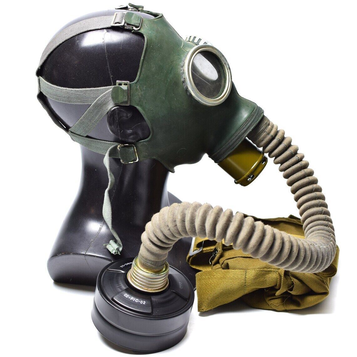 Origineel Sovjet GP-4 gasmasker jaren 1960 Vintage militaire surpluskit grijs rubber