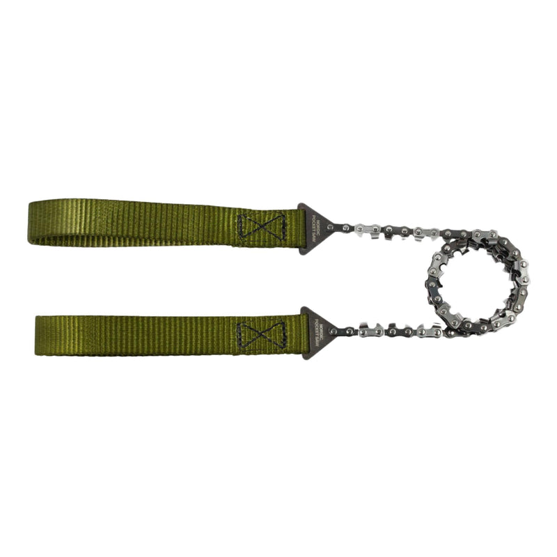 Scie à chaîne portative d'urgence NORDIC POCKET SAW pour l'extérieur, compacte, de qualité, avec poignées vertes