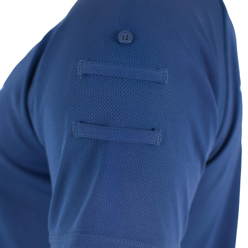 T-shirt original de la police britannique, bleu, matière respirante, fermeture éclair sur le devant