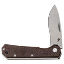 Fox Knives Brand CIOL folding knife Micarta steel 440C satin coated leather sheath - GoMilitar