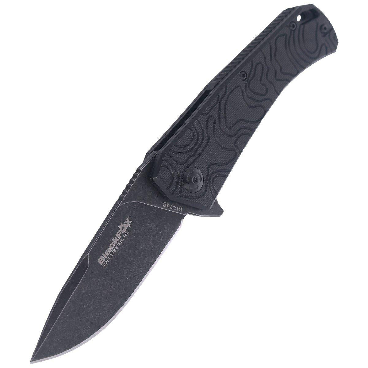 Fox Knives ECHO 1 opvouwbaar zakmes zwart Idroglider stone wash coating