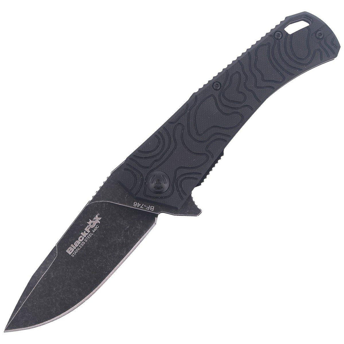 Fox Knives ECHO 1 opvouwbaar zakmes zwart Idroglider stone wash coating