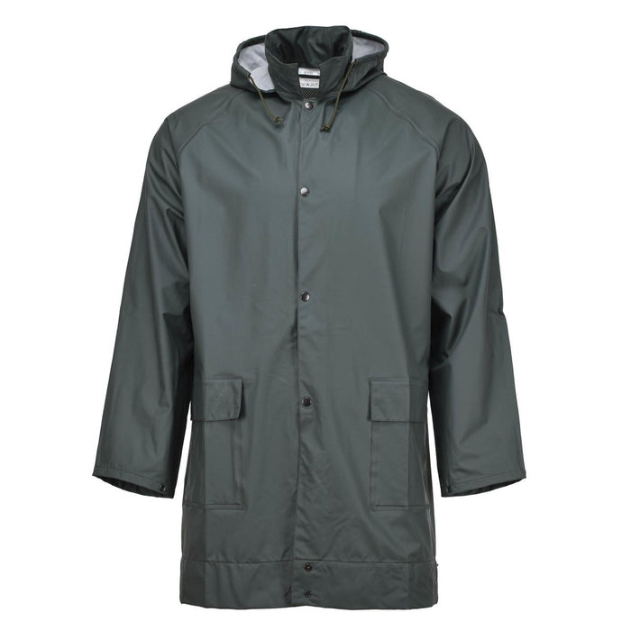 Véritable veste de pluie imperméable légère de l'armée belge en olive avec capuche et poches cargo pour une protection contre la pluie