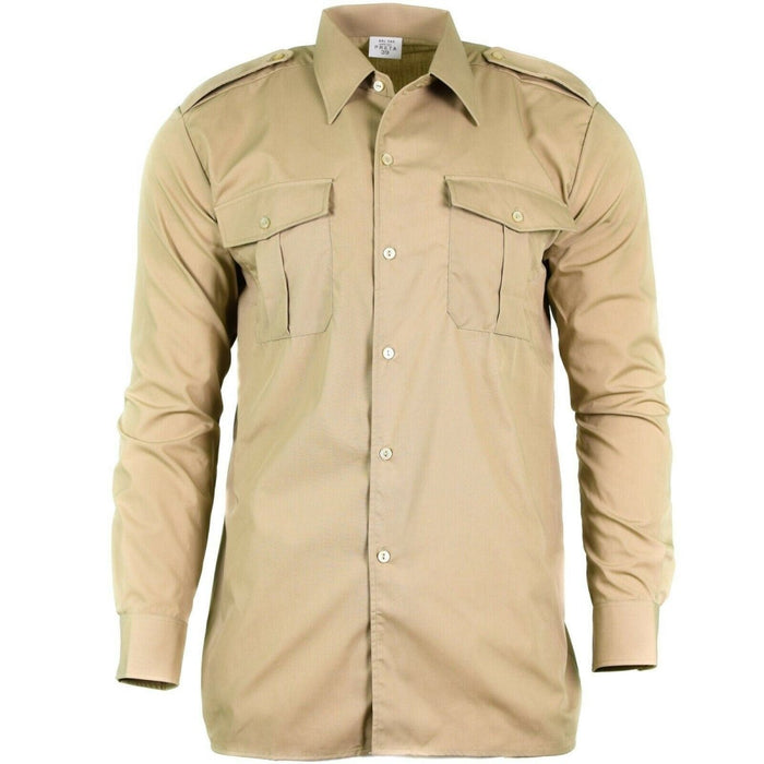 Véritable chemise de l'armée belge fatigue surplus chino kaki militaire manches longues NOUVEAU - GoMilitar