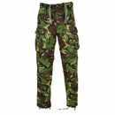 British army genuine DPM combat trousers in woodland camouflage with cargo pockets and adjustable waist tabs