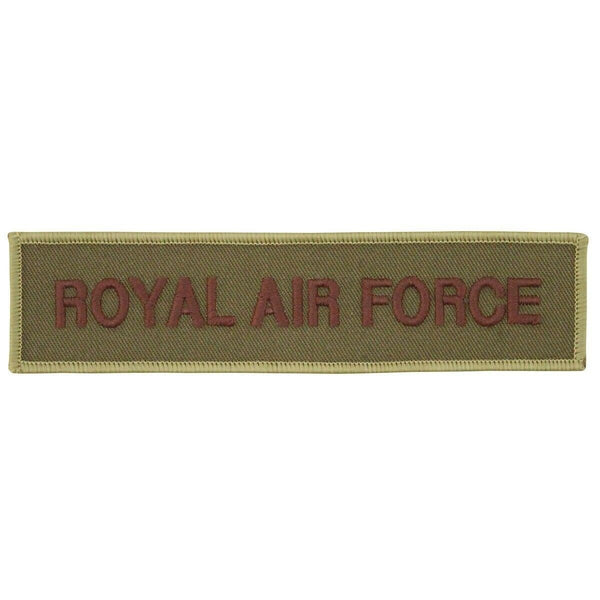 Genuine British Army Royal Air Force cloth badge patch with embroidered RAF insignia in military green and brown colors