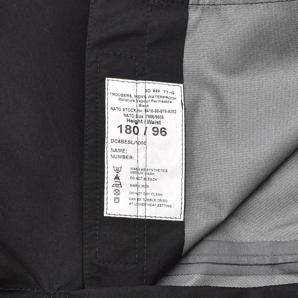 Pantalon de pluie d'extérieur imperméable de la police métropolitaine britannique authentique noir