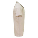 Side view of a khaki British Military women's short-sleeve formal blouse for official occasions