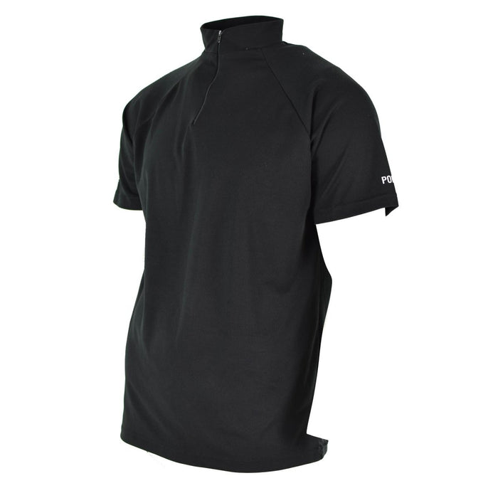 Echt Brits politie-T-shirt, zwart, ademend, functioneel shirt met ritssluiting aan de voorkant - GoMilitar