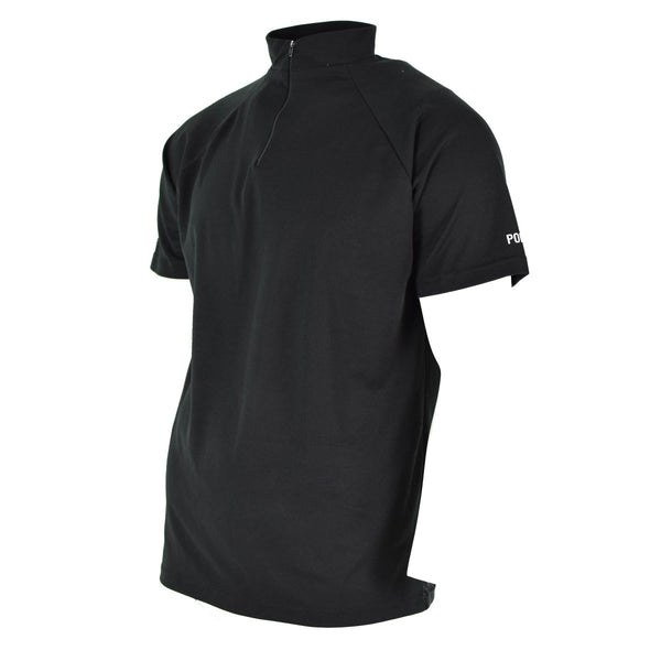 Genuine British police t-shirt black breathable functional front zip guard shirt - GoMilitar