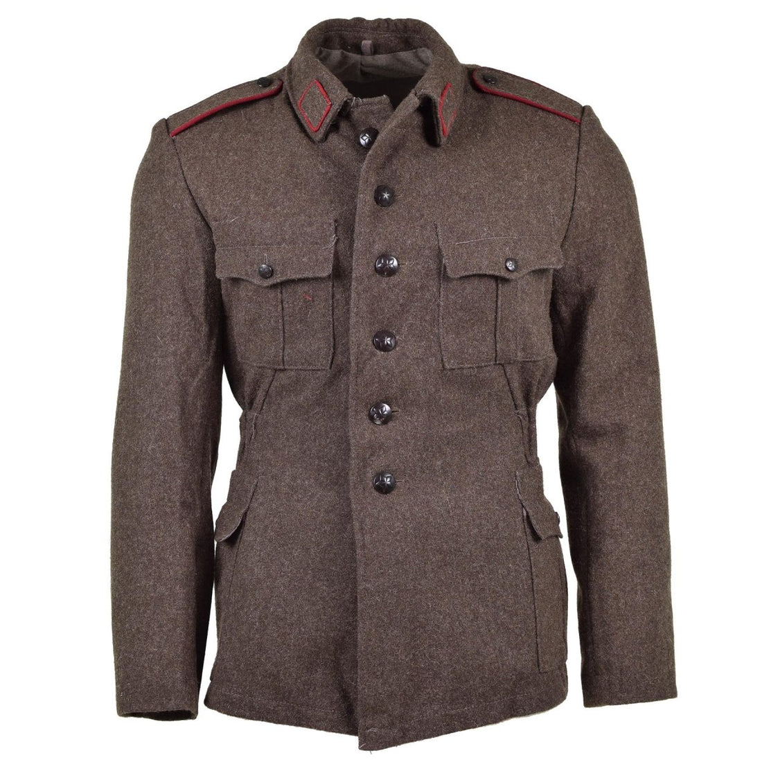 VESTE DE L'ARMÉE BULGARE AUTHENTIQUE EN LAINE UNIFORME DE SURPLUS MILITAIRE GRIS-MARRON