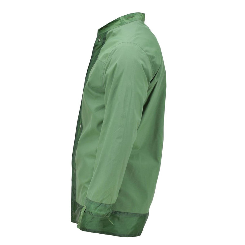 Side view of Genuine Dutch army olive OD parka liner made with waterproof PTFE material for combat jackets