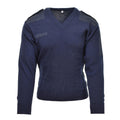 Echte Nederlandse leger pullover v-neck blauwe rib gebreide militaire surplus trui jumper