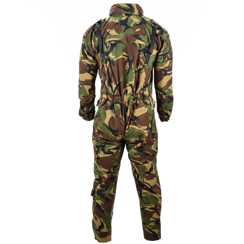 Back view of genuine Dutch military tanker coverall in DPM camouflage with high neck and elastic waist detail