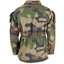 Back view of genuine French army Smock jacket in CCE camouflage with adjustable waist and reinforced elbows.