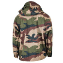 Back view of Genuine French Army waterproof trilaminate camo Gore-Tex hooded rain parka jacket