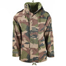 trilaminate waterproof parka with hood in cce camo pattern