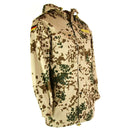 German army field jacket parka in desert flecktarn camouflage with multiple pockets and adjustable cuffs, military issue hooded design.