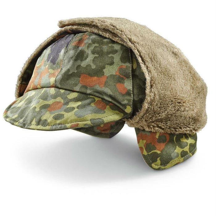 Echte Duitse militaire winterstapeldop flecktarn hoed warm koud weer - GoMilitar