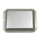 Stainless steel German military tray with handles, durable and lightweight for outdoor or camping use.