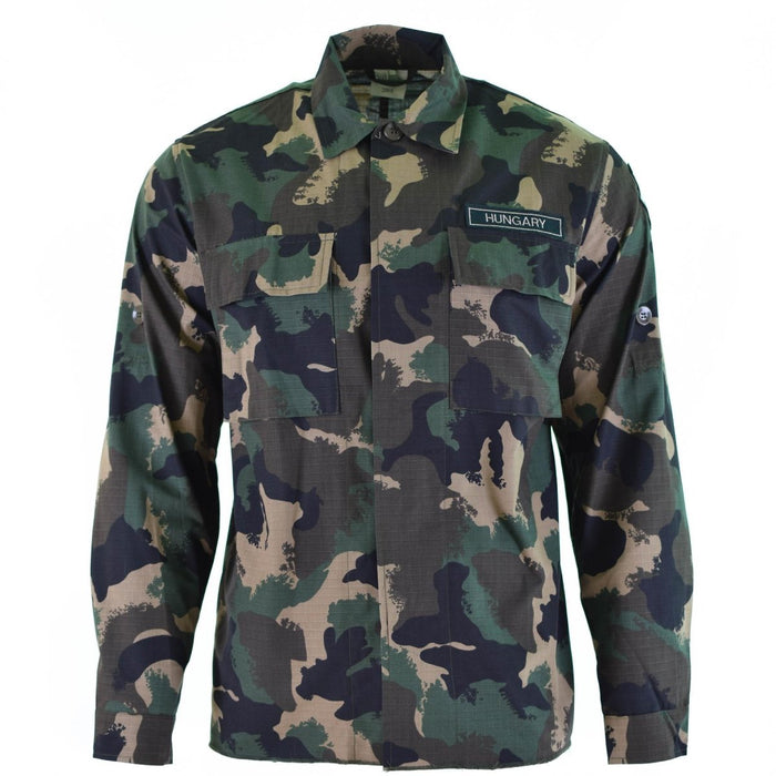 Echt M90 camouflageshirt van het Hongaarse leger met vierkleurige camouflage, lange mouwen, ripstopstof, nieuw militair ontwerp.