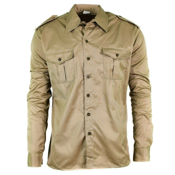 Véritable chemise de l'armée italienne fatigue surplus chino kaki militaire manches longues NOUVEAU - GoMilitar